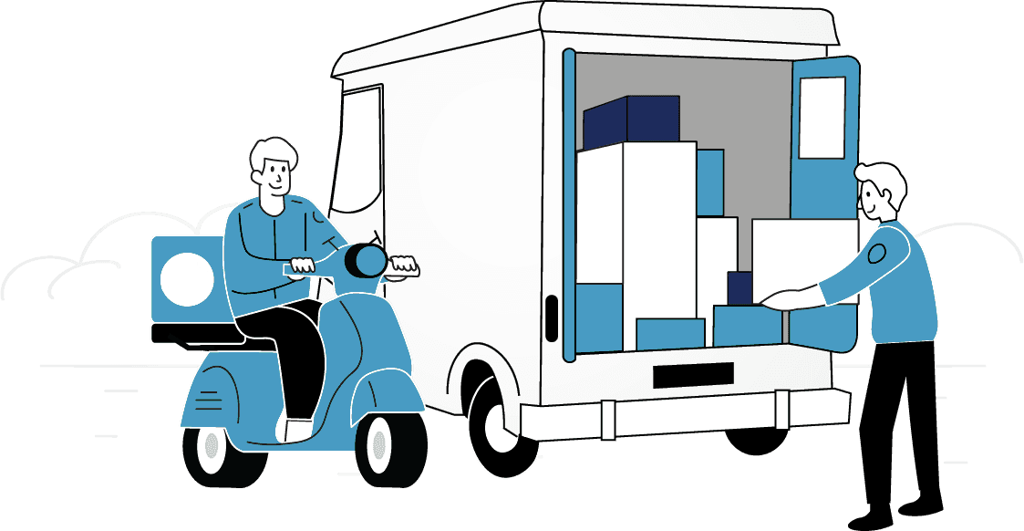 Courier delivering packages